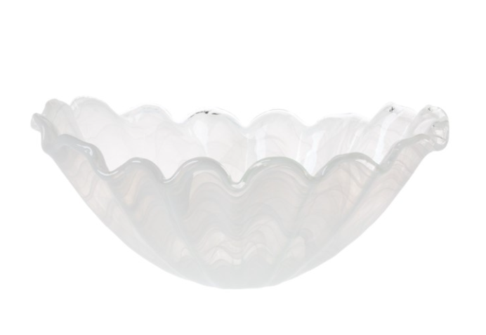 Vietri Medium Onda Glass Centerpiece Bowl, White