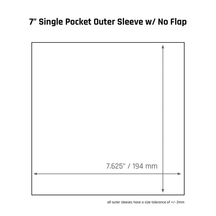 Vinyl Storage Solutions 7" Single Pocket Outer Sleeves w/ No Flap - 4mil (25 pack)