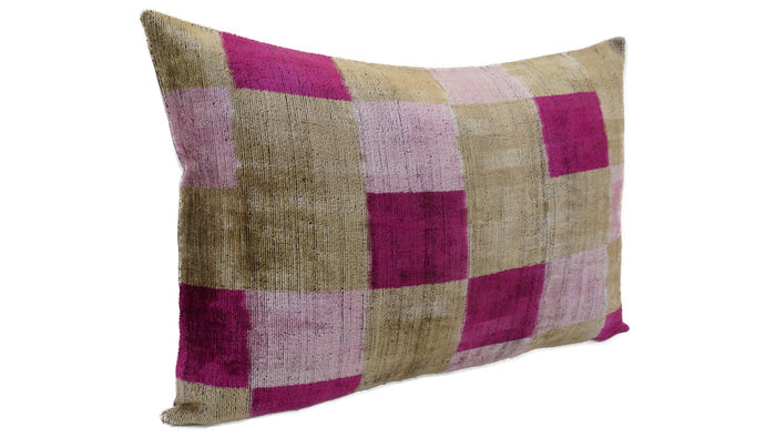 VIOLET EGGPLANT- IKAT SILK/VELVET PILLOWCASE