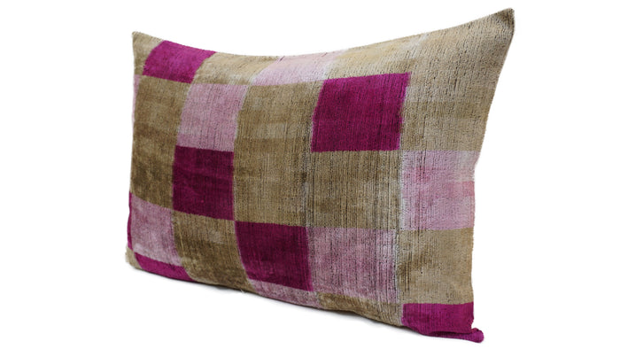 VIOLET EGGPLANT- IKAT SILK/VELVET PILLOWCASE