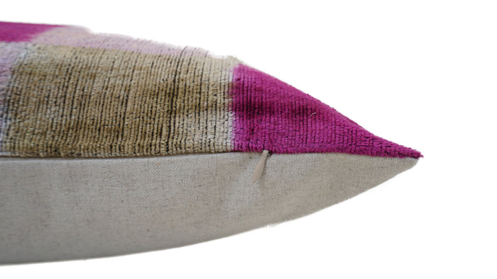 VIOLET EGGPLANT- IKAT SILK/VELVET PILLOWCASE