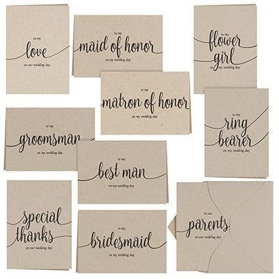 Wedding Party Thank you Card Set - Kraft (30 pieces)