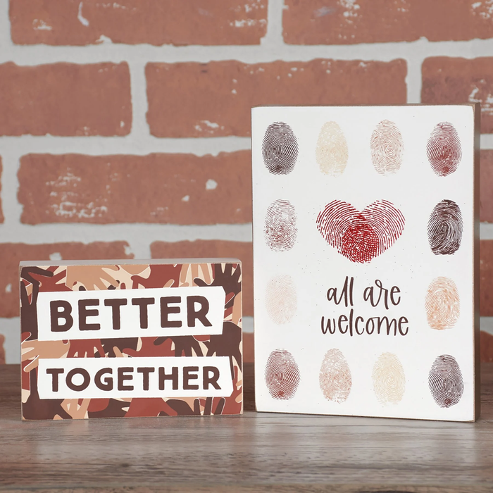 Wood Block Sign - All Are Welcome