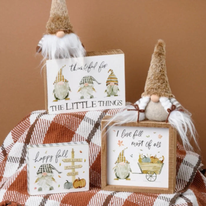 Wood Block Sign - Gnome Happy Fall