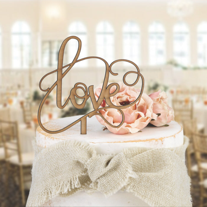 Wood Grain "LOVE" Cake Pick