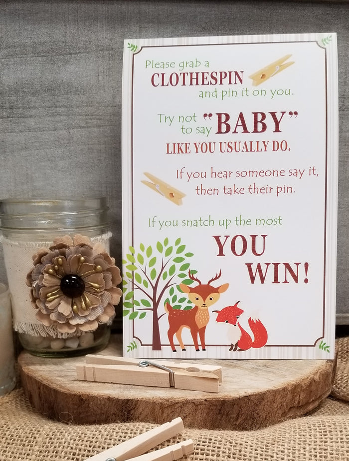 Woodland Baby Shower Clothespin Game