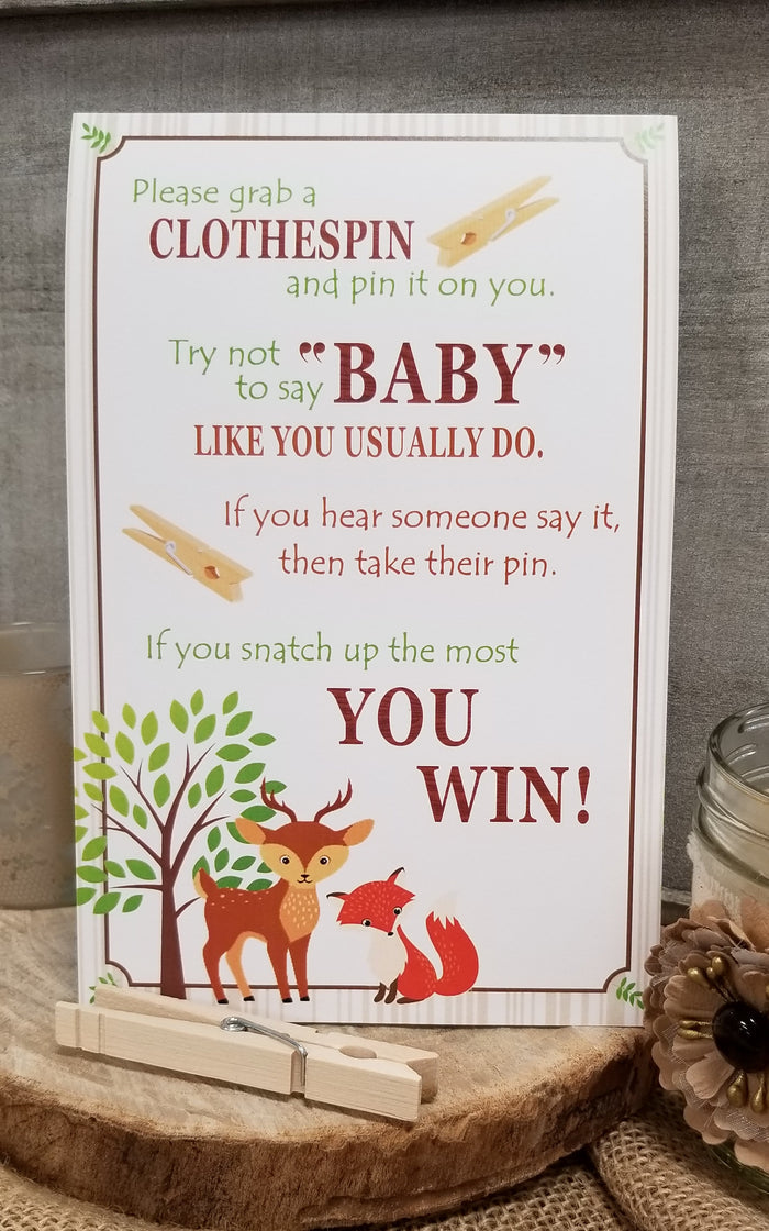 Woodland Baby Shower Clothespin Game