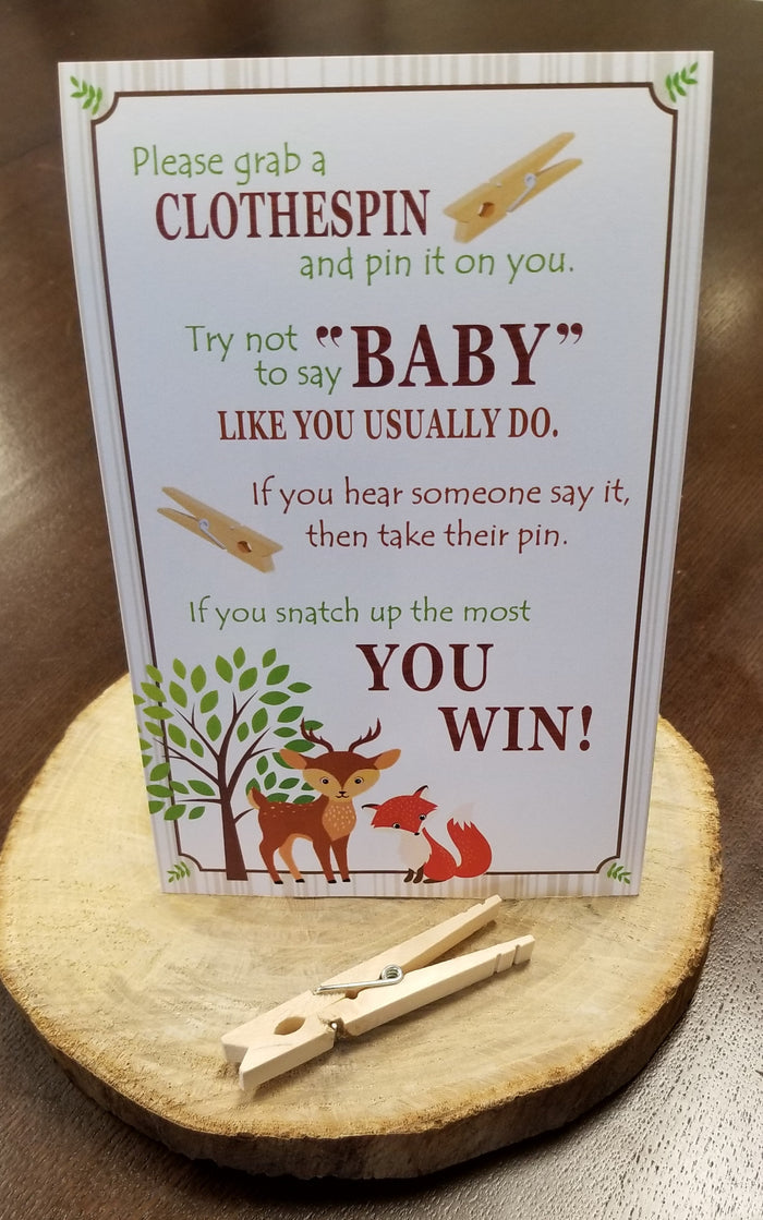 Woodland Baby Shower Clothespin Game